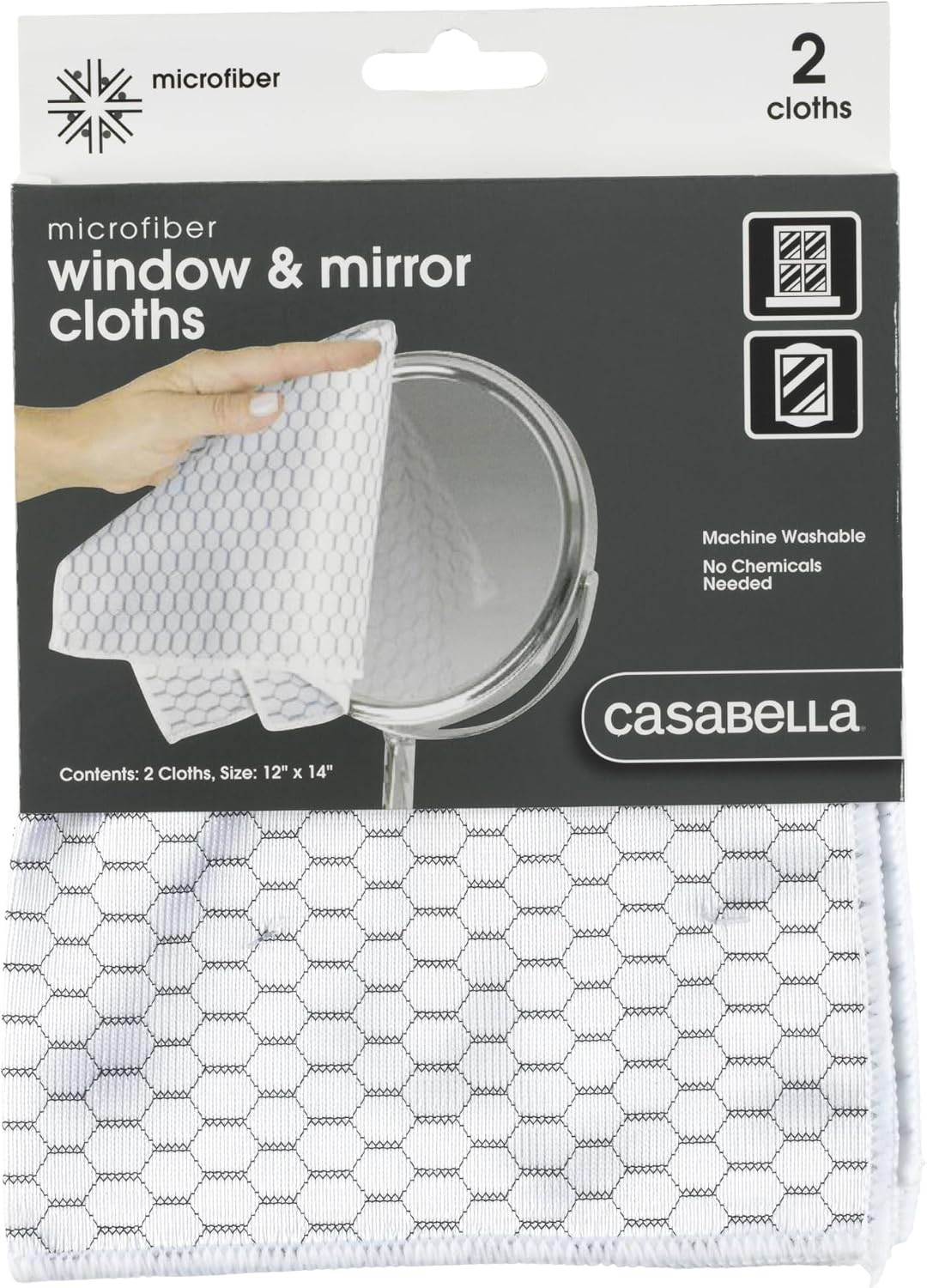 Casabella Lint Free Microfiber Cleaning Cloths 12X14 Set Of 2 For Glass Mirrors