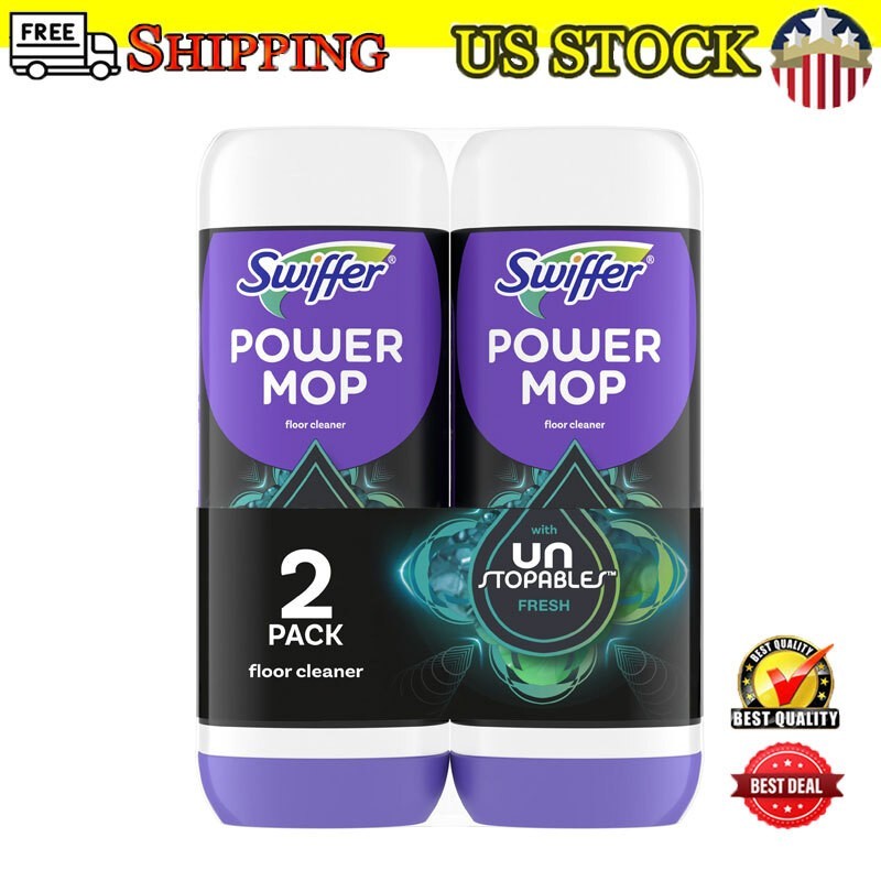2 Pack Power Mop Floor Cleaner Solution w/ Unstopables Fresh Scent 25.3 fl oz
