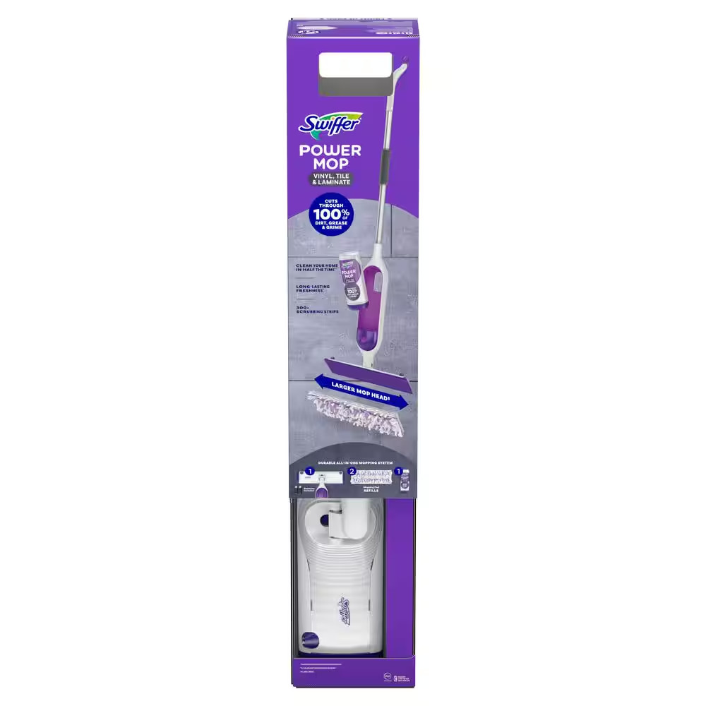 Power Mop Vinyl, Tile and Laminate Floor Starter Kit (1-Power Mop, 2-Pads, Clean