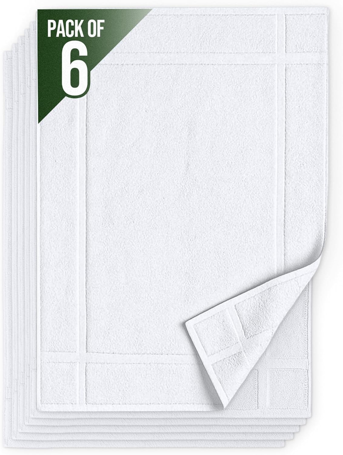 Pack of 6 100% Cotton Bath Mat Towels, 20×30 inches, Soft & Absorbent Floor