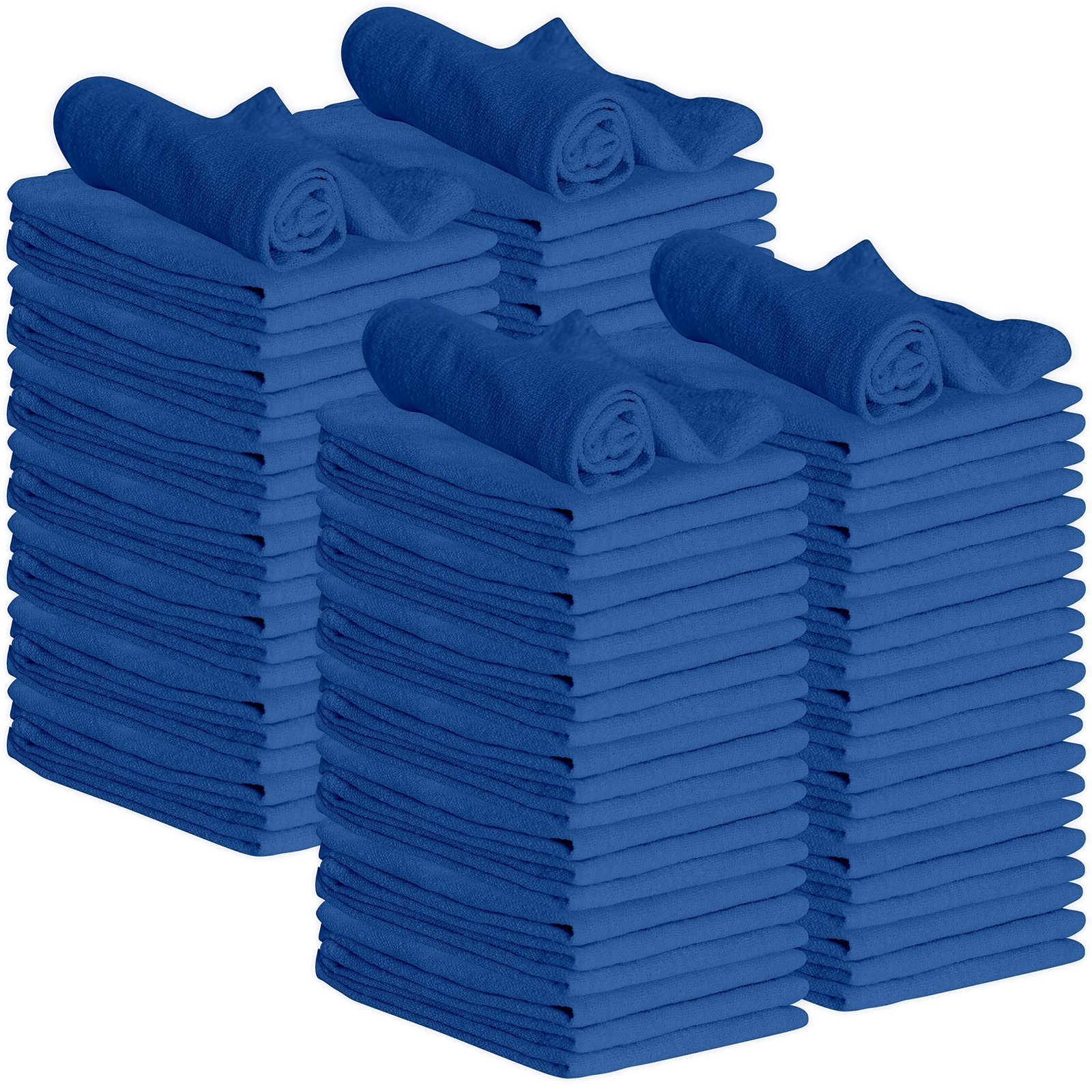 100 Pack 12×14 Blue Shop Towel 100% Cotton Super Absorbent And Durable For Car R