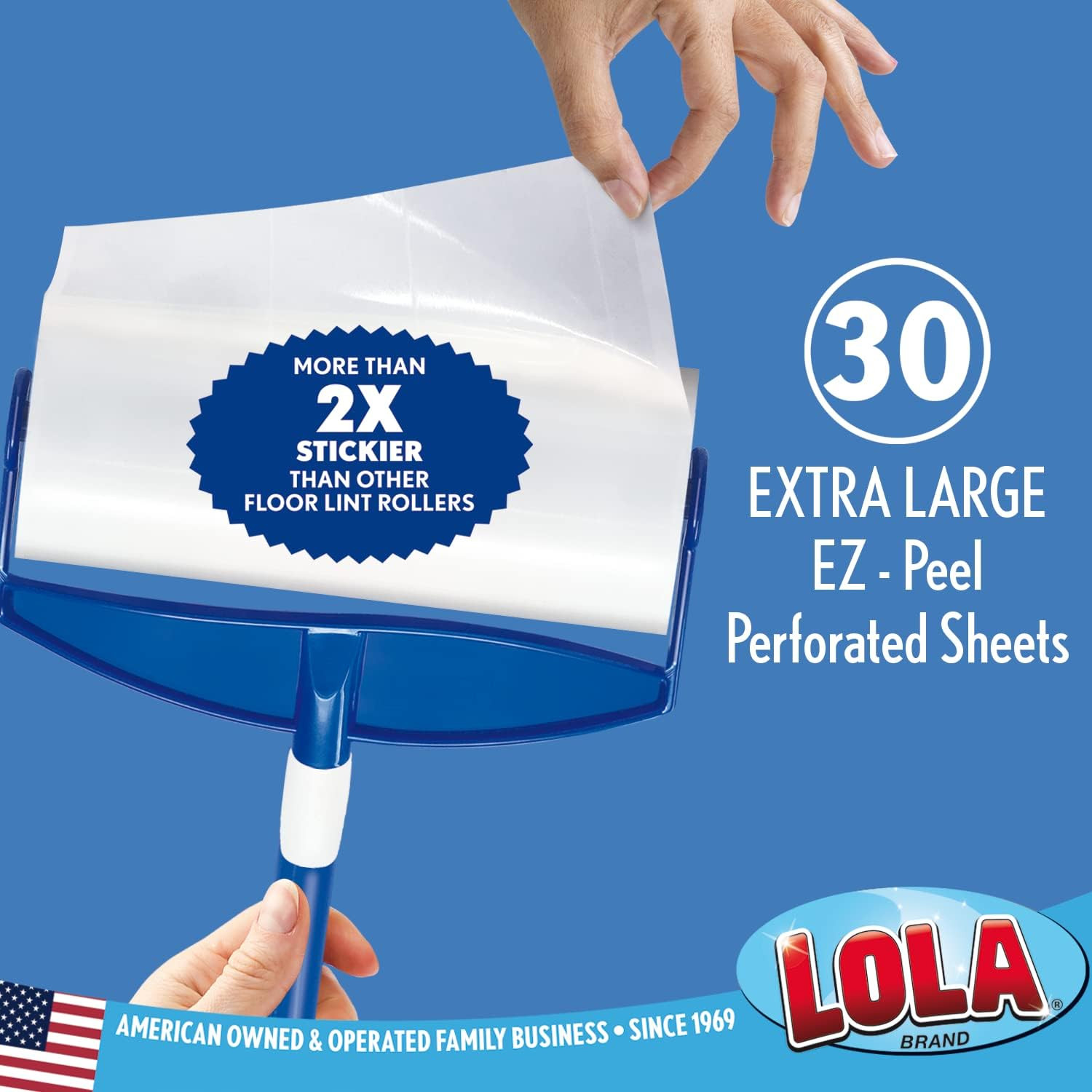 Lola Rola Sticky Mop Refills, Traps Dirt, Dust, and Hair, Pet Hair White