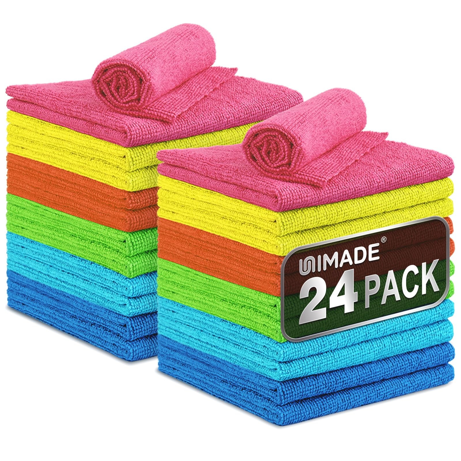 UNIMADE Microfiber Cleaning Cloth, 24 Pack Reusable 24pk, Multicolor