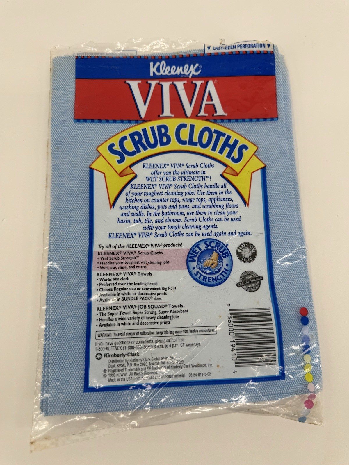 Vtg Kleenex 1996 Viva Scrub Cloths Reusable Wet Strength Cleaning Cloths 3 Ct