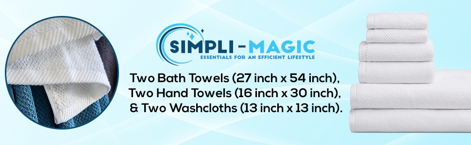Simpli-Magic 79458 Popcorn Textured Bath Towels Set, 2 Bath Towels, 2 Hand