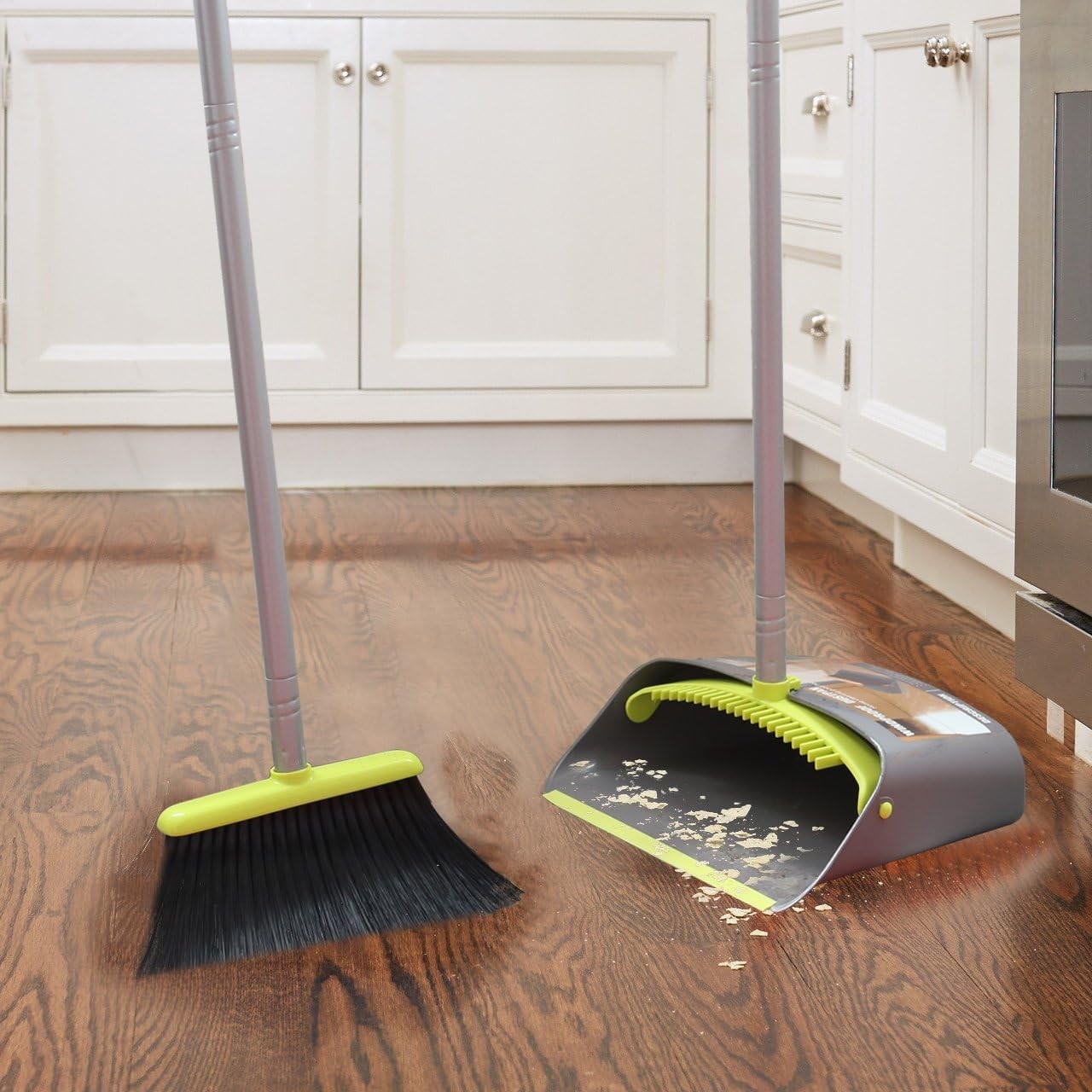 TreeLen Broom and Dustpan Set, TreeLen Broom with Dust Pan with Long Handle C…