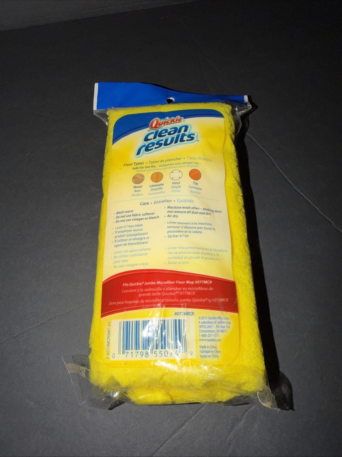 Quickie Clean Results Jumbo Microfiber Floor Mop Refill Cleans Tile Wood Vinyl