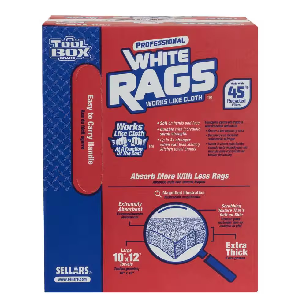 NEW 200-Count Natural Fiber White Painter’s Rags Lint-Free & Highly Absorbent
