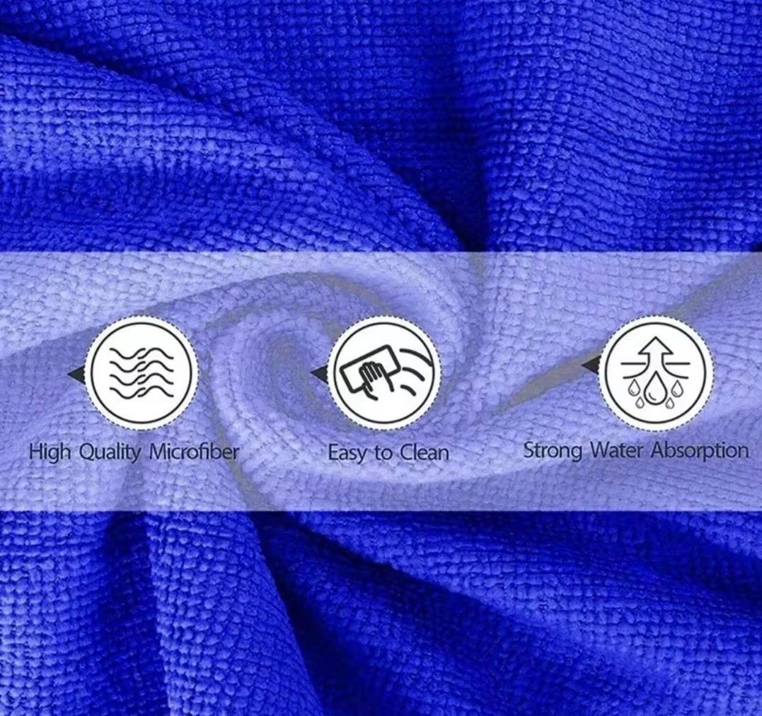 100PCS Microfiber Cleaning Cloths 12″x12″ Blue Towels Car Wash Detailing Lint Fr