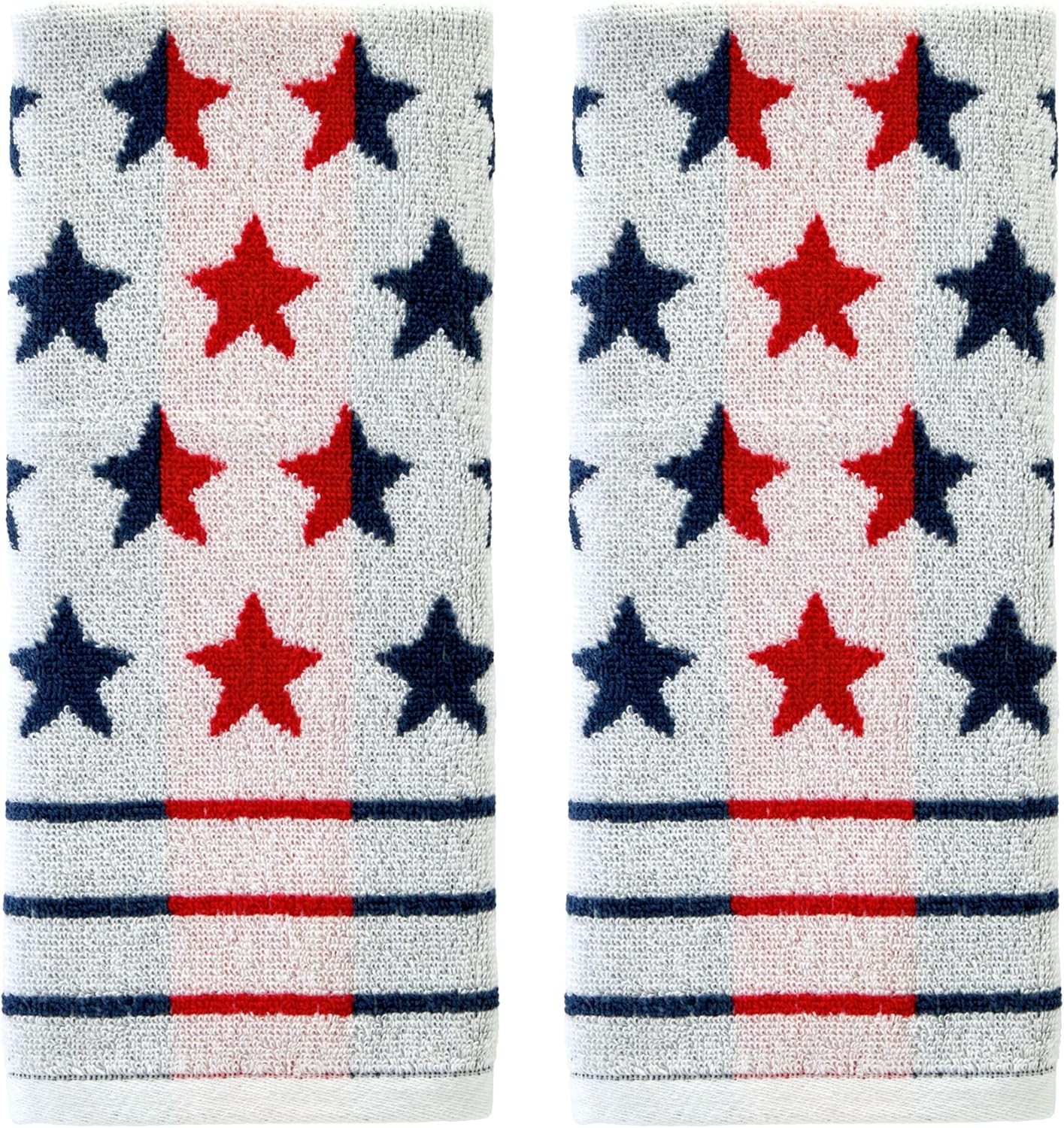 Patriotic 4th of July Red White and Stars Hand Towel Set, 2 Count