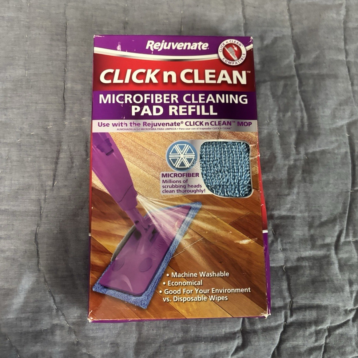 Rejuvenate Click n Clean Microfiber Mop Refill Pad Purple Machine Washable