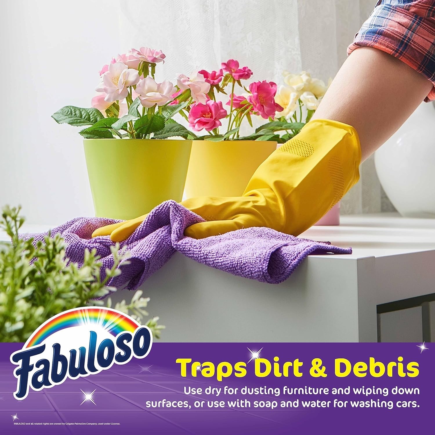Rainbow Microfiber Cleaning Cloths – 13×13 in, Scratch-Free & Absorbent, 8 Count