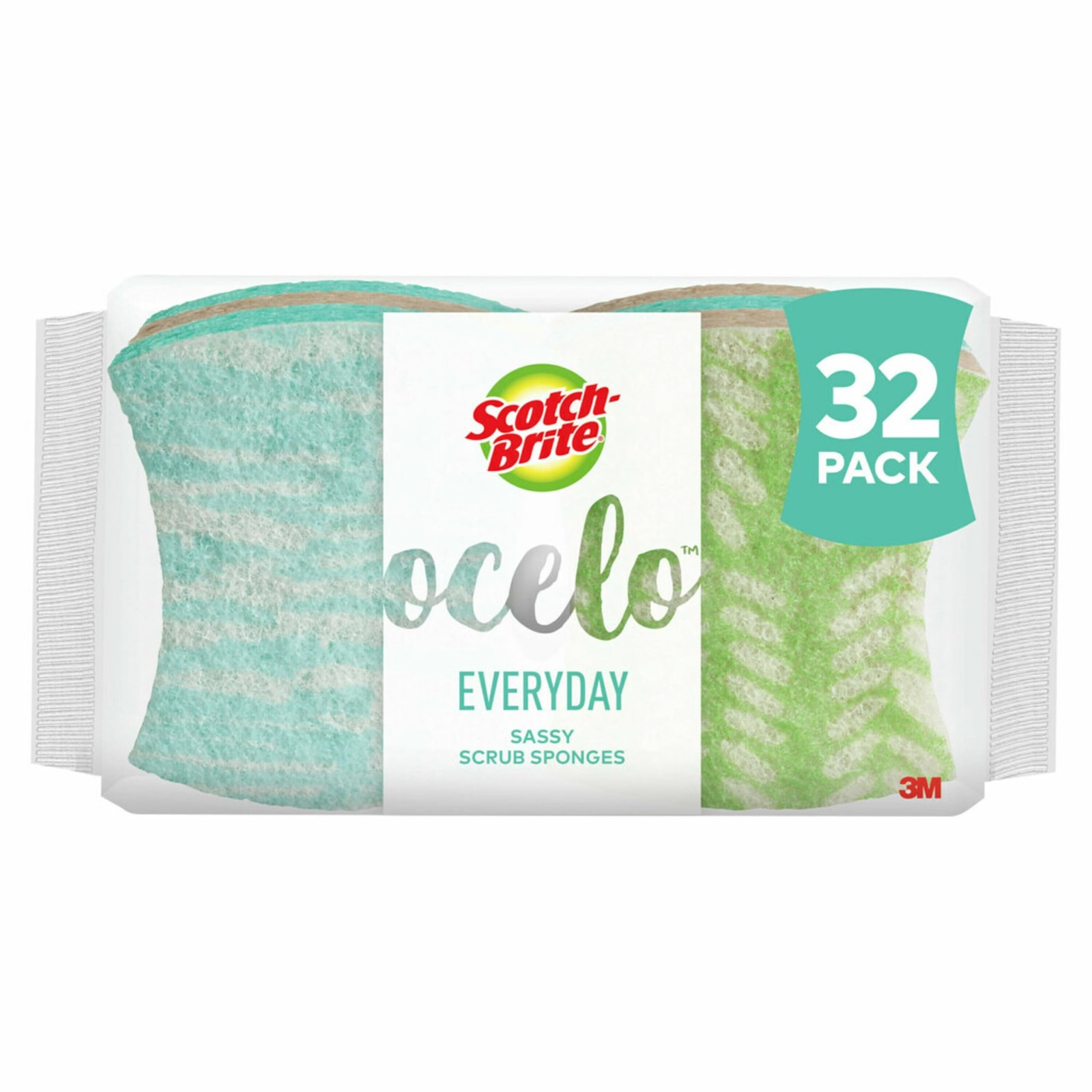 ocelo Non-Scratch Scrub Sponges, Assorted Designs, 32 Sponges, 4 Count Pack of 8