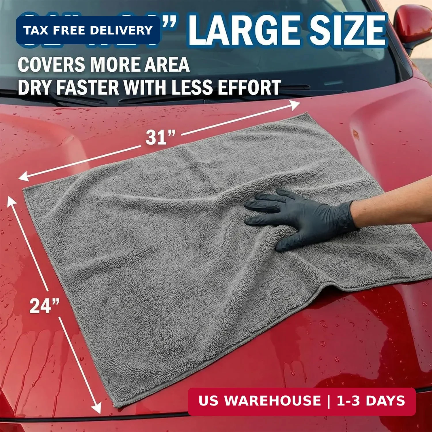 2 Pack Professional Large Microfiber Car Drying Towels (31″ x 24″), Microfiber T
