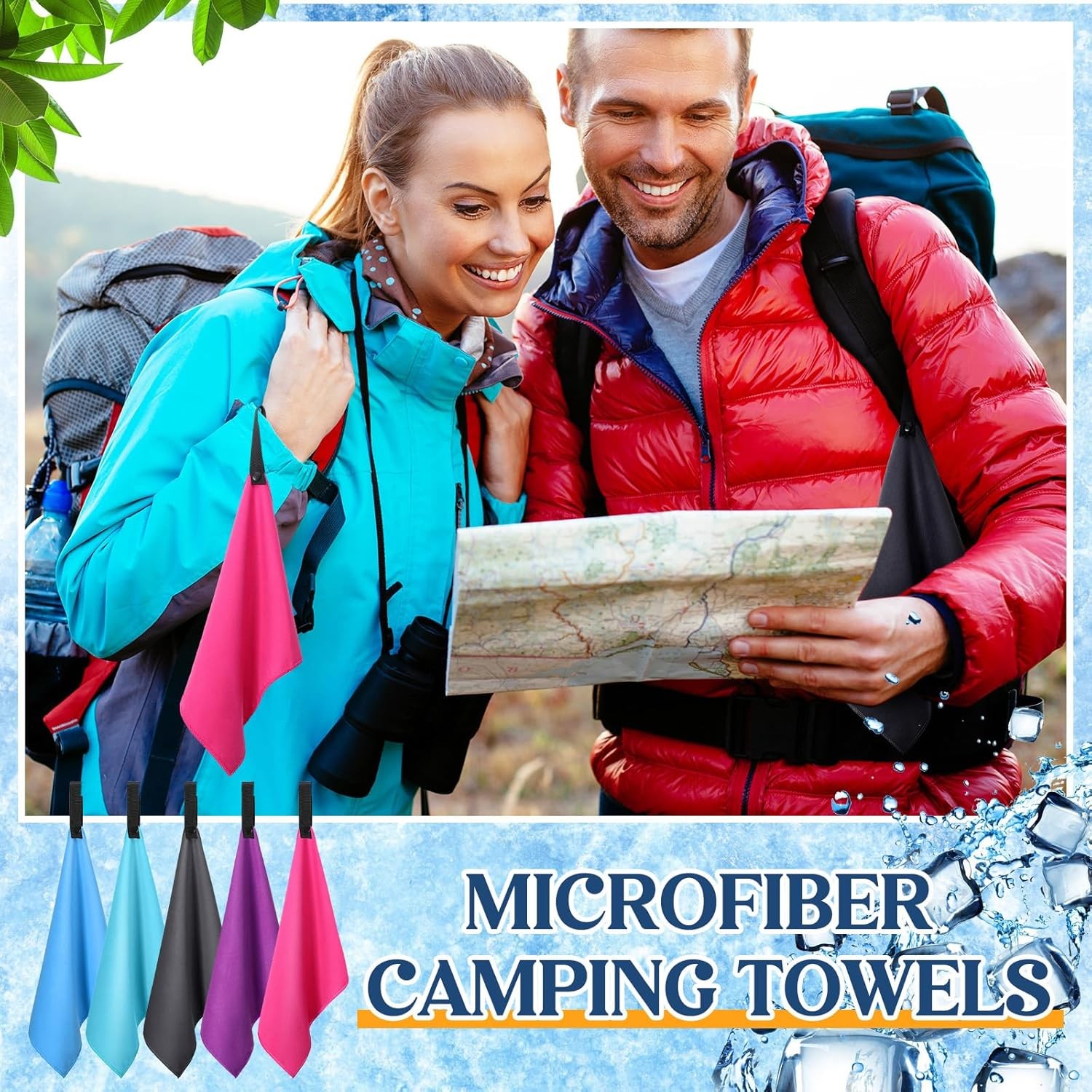 10 Count Quick Dry Microfiber Camping Towels 25×32 cm Travel Hand and Face Towel