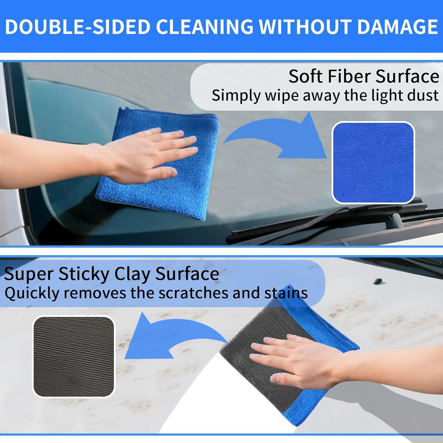 2 Pack Clay Towel Auto Detailing 12 x 12 Inch Fine Grade Clay Bar Towel for Car