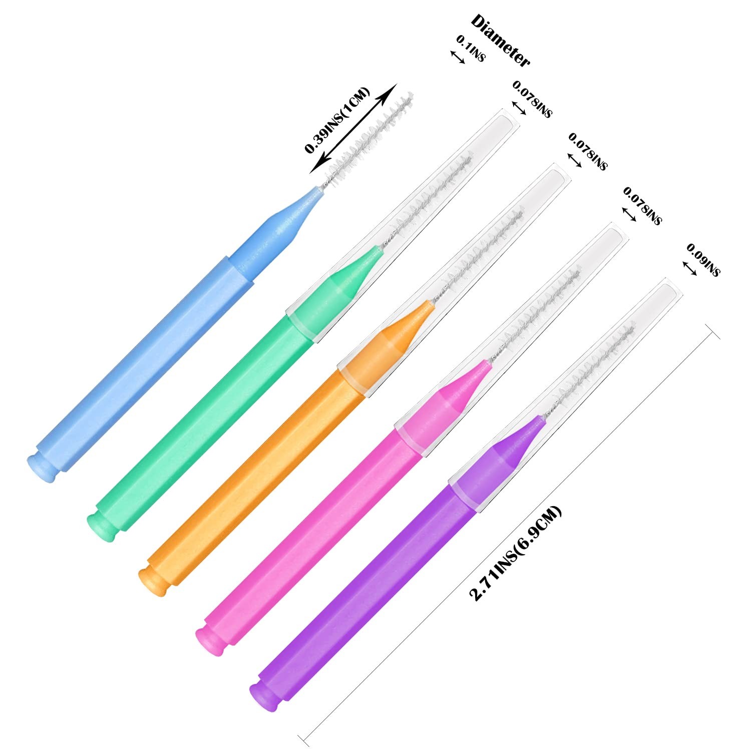 EasyHonor Braces Brush 1 Count (Pack of 75), Blue,green,orange,pink,purple