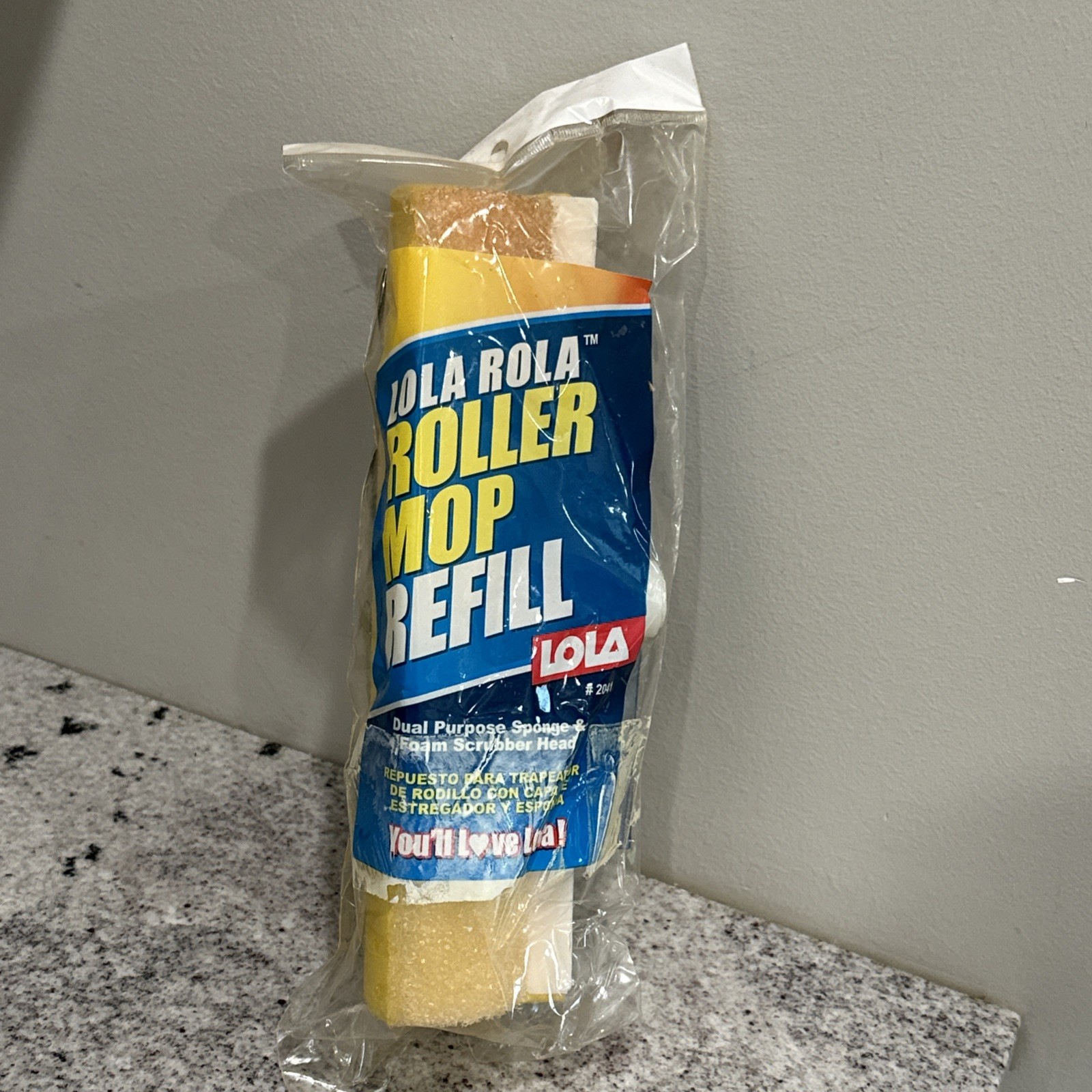 Lola Rola Roller Single Mop Refill #2041 Sponge & Foam Scrubber Head NOS NEW
