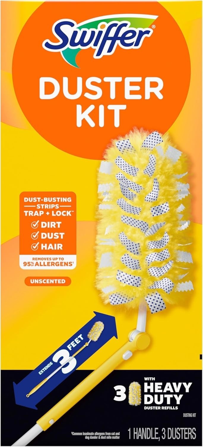 Extendable Duster Kit 3 ft Handle Heavy Duty 3 Refills Ceiling Fans Vents Dustin