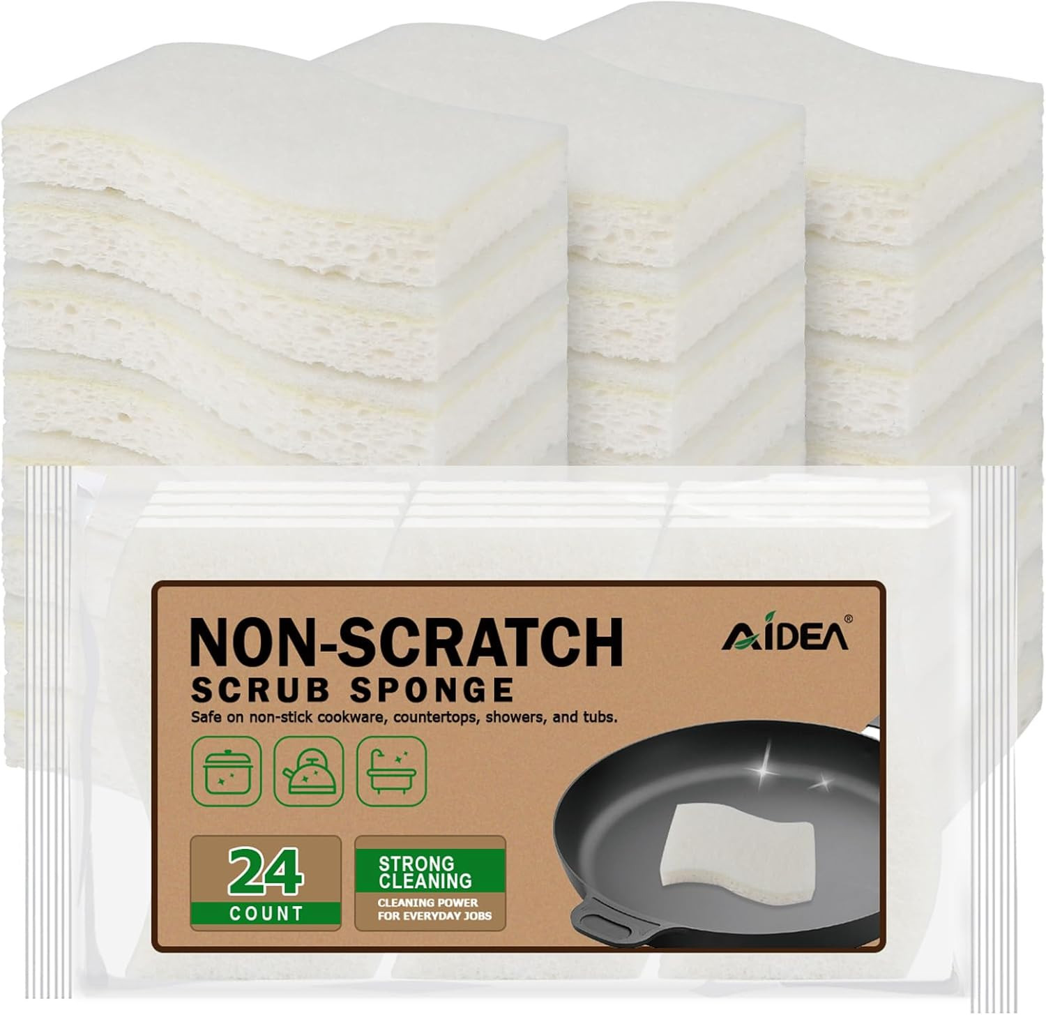 XL Scrub Sponges 6Count, Heavy Duty Sponges for Dishes, Extra Large Sponge for C