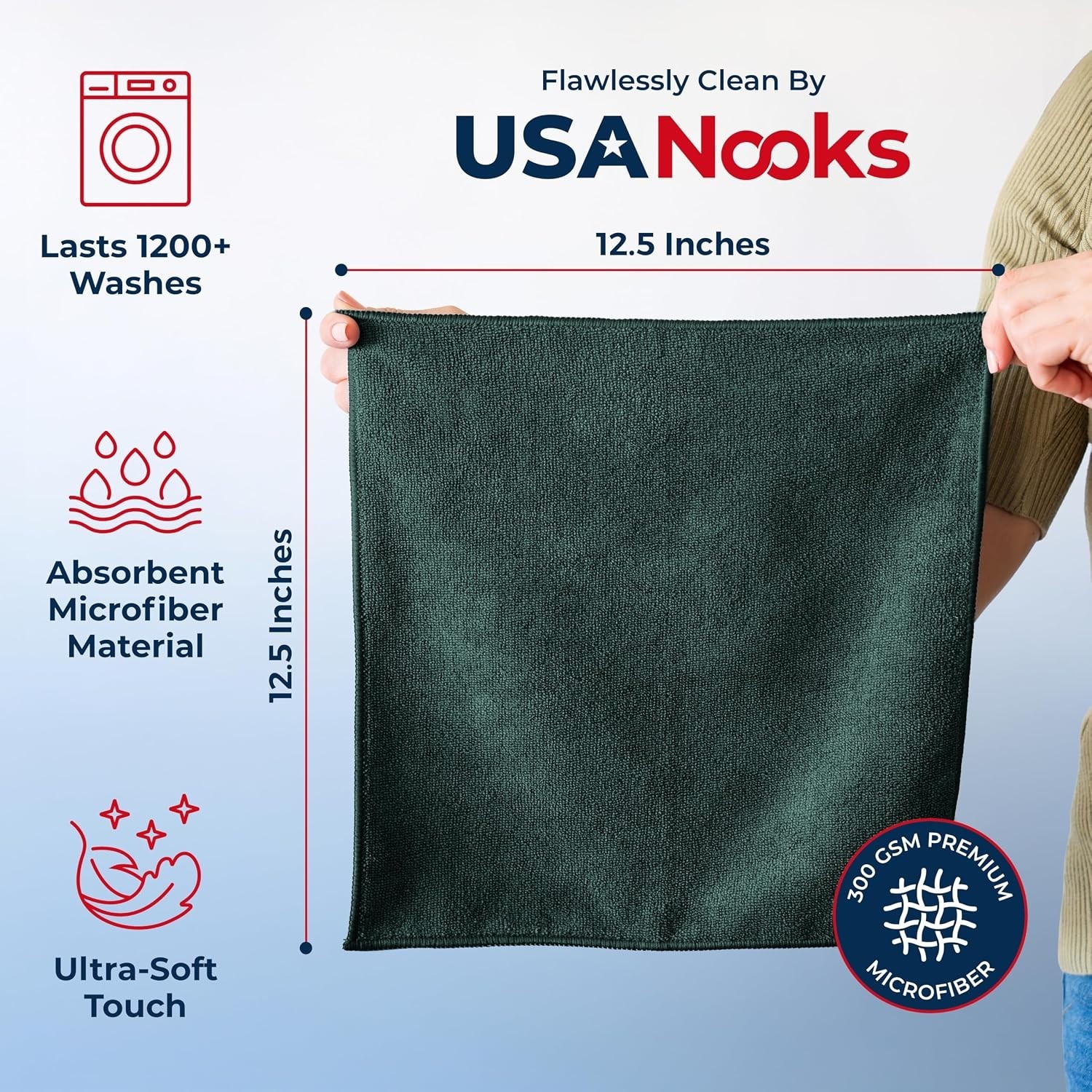 High Performance Grip-Root Microfiber Cloths – 12-Pack, Lint-Free & 1200 Washes