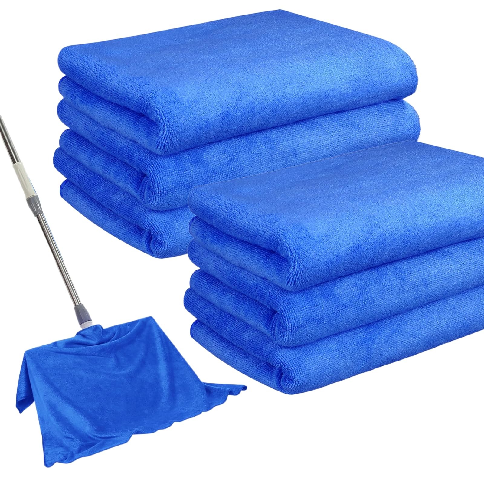 IIDEA 6 Pack Microfiber Cleaning Cloths Extra 20 X 30 Inches, Blue and White