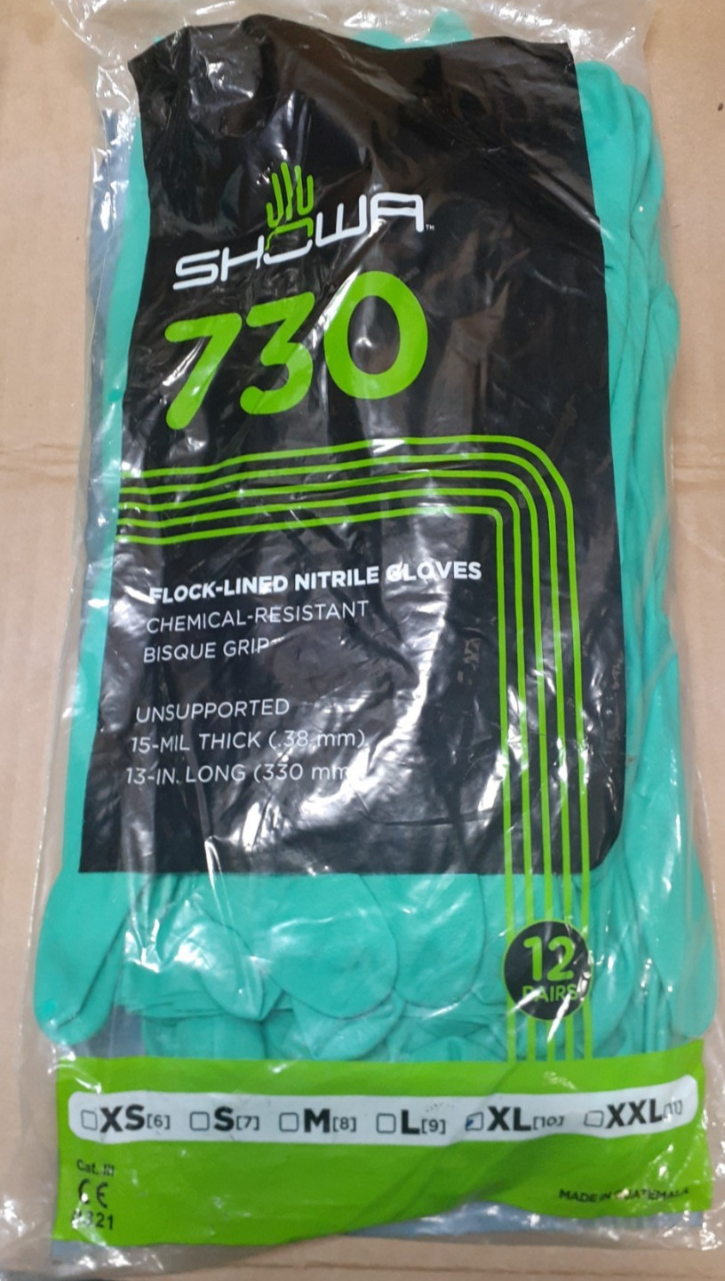 12- Showa 730 Reusable Heavy Duty Cleaning Dishwashing Waterproof Nitrile Gloves