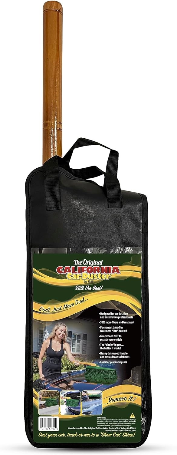 California Car Duster Standard Auto Car Duster with Wood Handle Green Mop 2 Pack