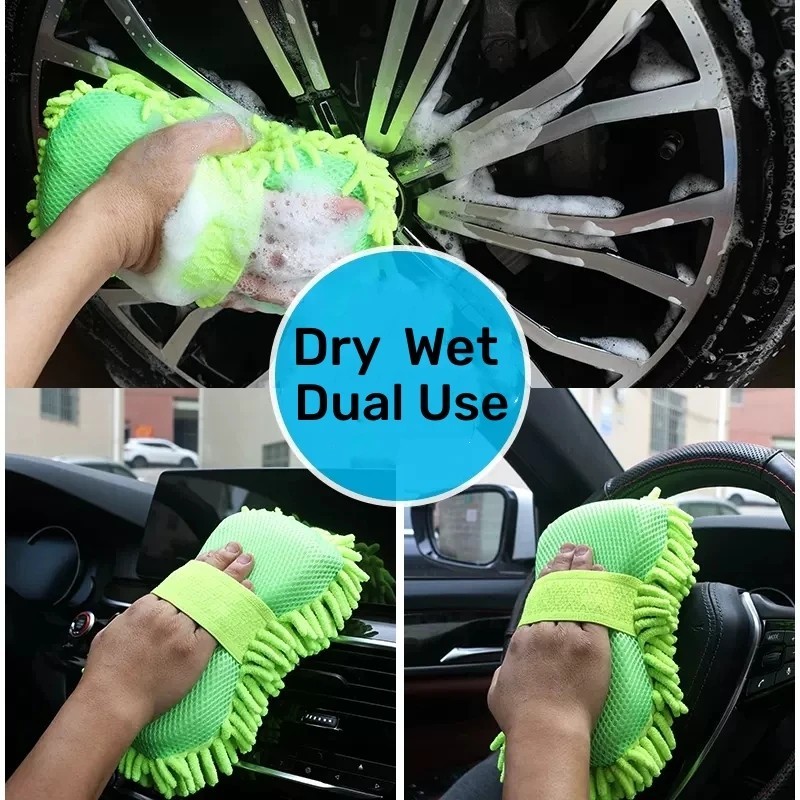 Microfiber Car Wash Sponge Glove Towel Cleaning Detailing Brush Care Tool NEW