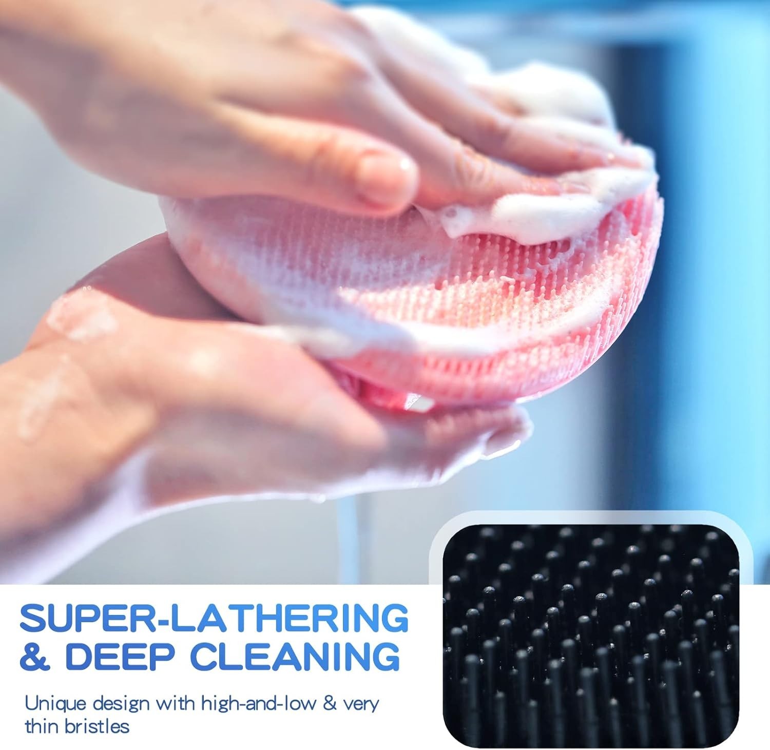 Manmihealth Silicone Back Scrubber(Thick Bristles) & Soft Bath Glove Set