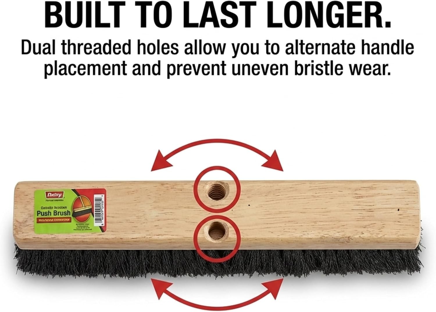Black Indoor Push Broom Head – Heavy Duty Hardwood Block – Polypropylene