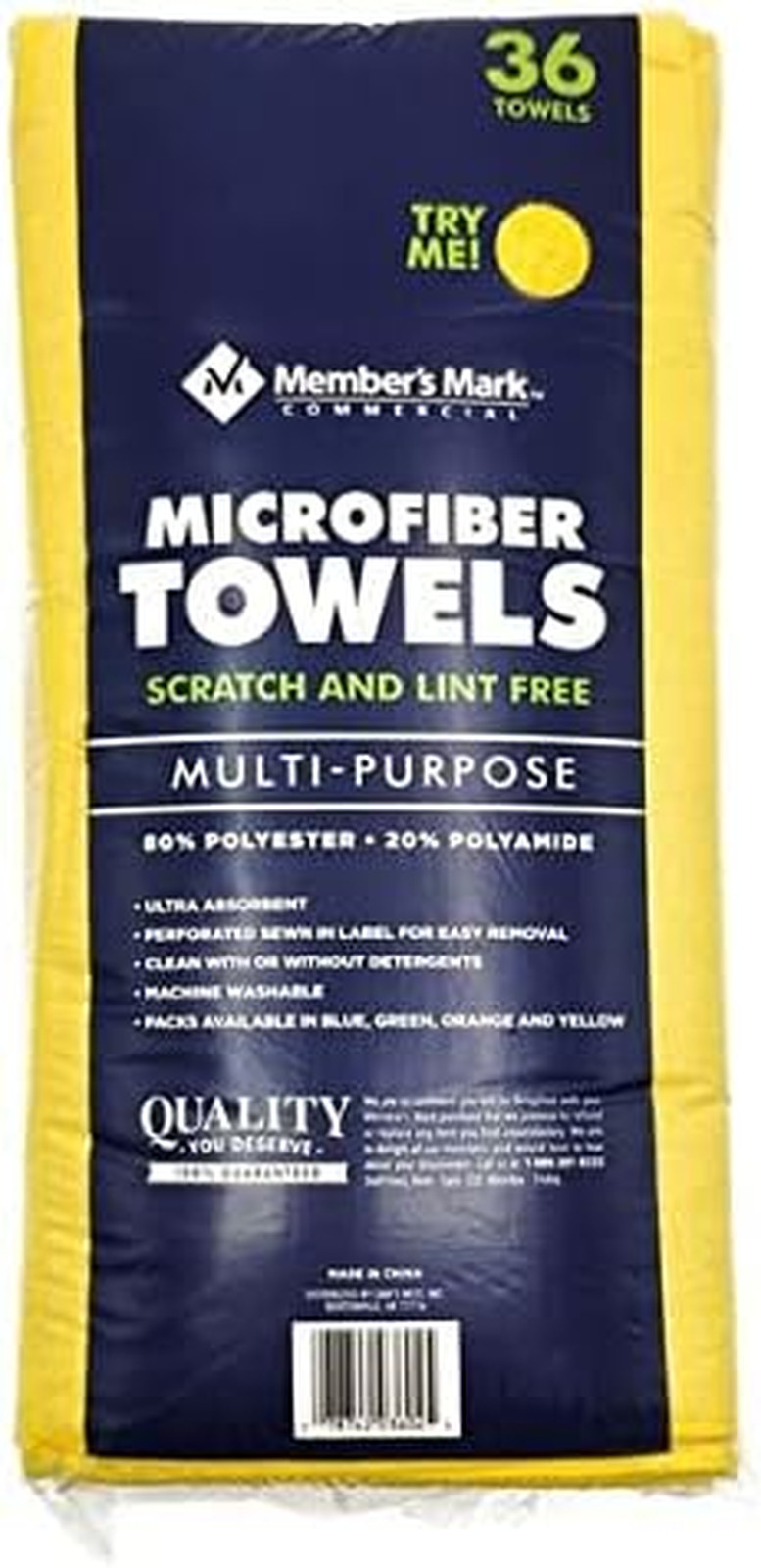 Member’S Mark 16″ X 16″ Microfiber Towels, 36 Count (Yellow)