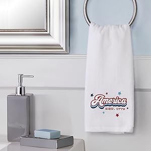 Patriotic 4th of July Red White and Stars Hand Towel Set, 2 Count
