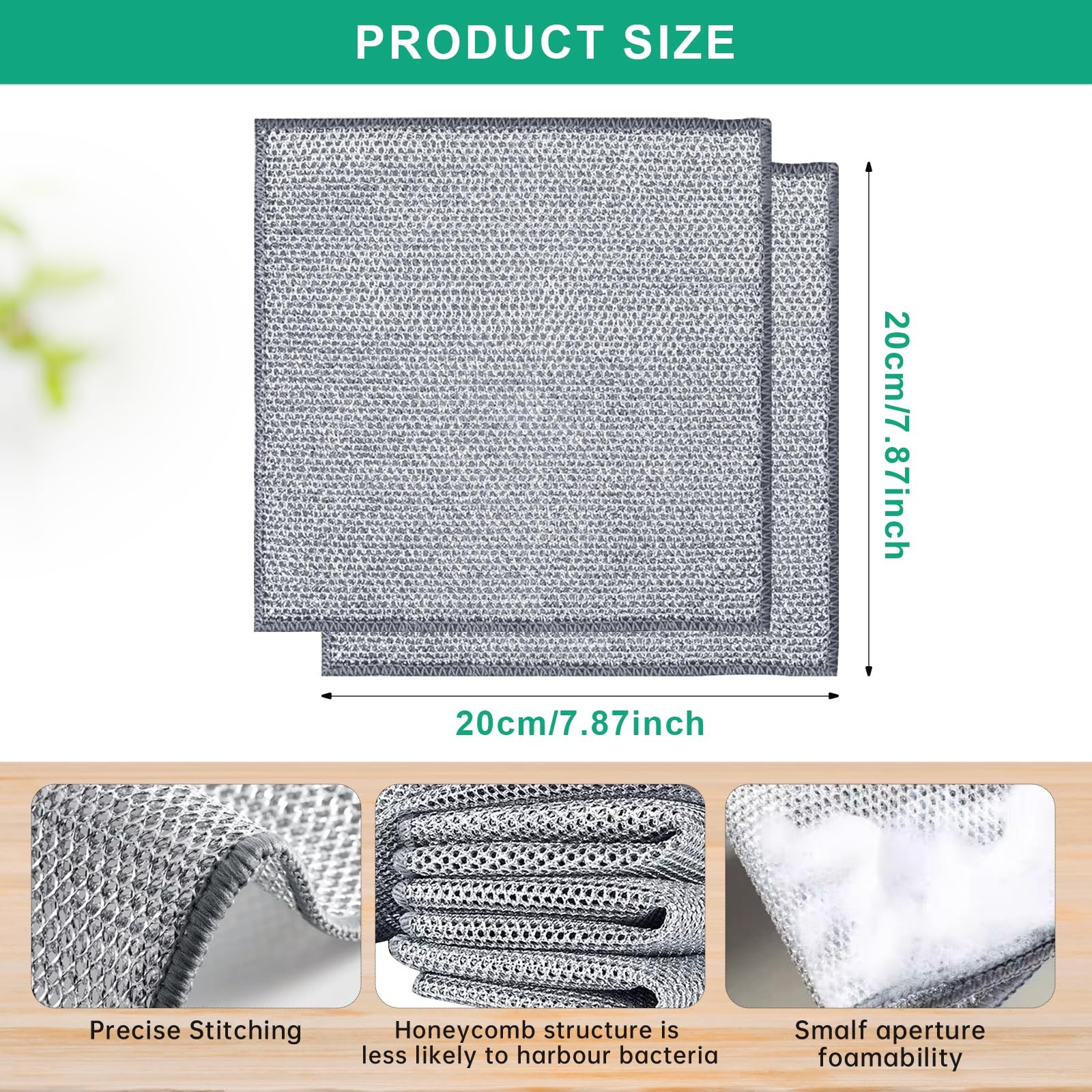 10Pcs Multipurpose Wire Dishwashing Rag, Reusable Non-Scratch Wire Dishcloth,…