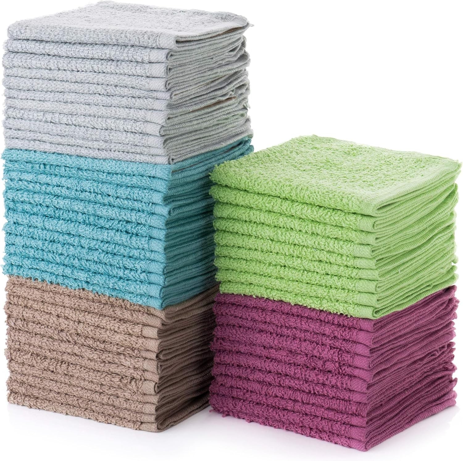 Simpli-Magic Cotton Wash Cloths 12″x12″ (50 Pack) – Highly Absorbent Soft Towels