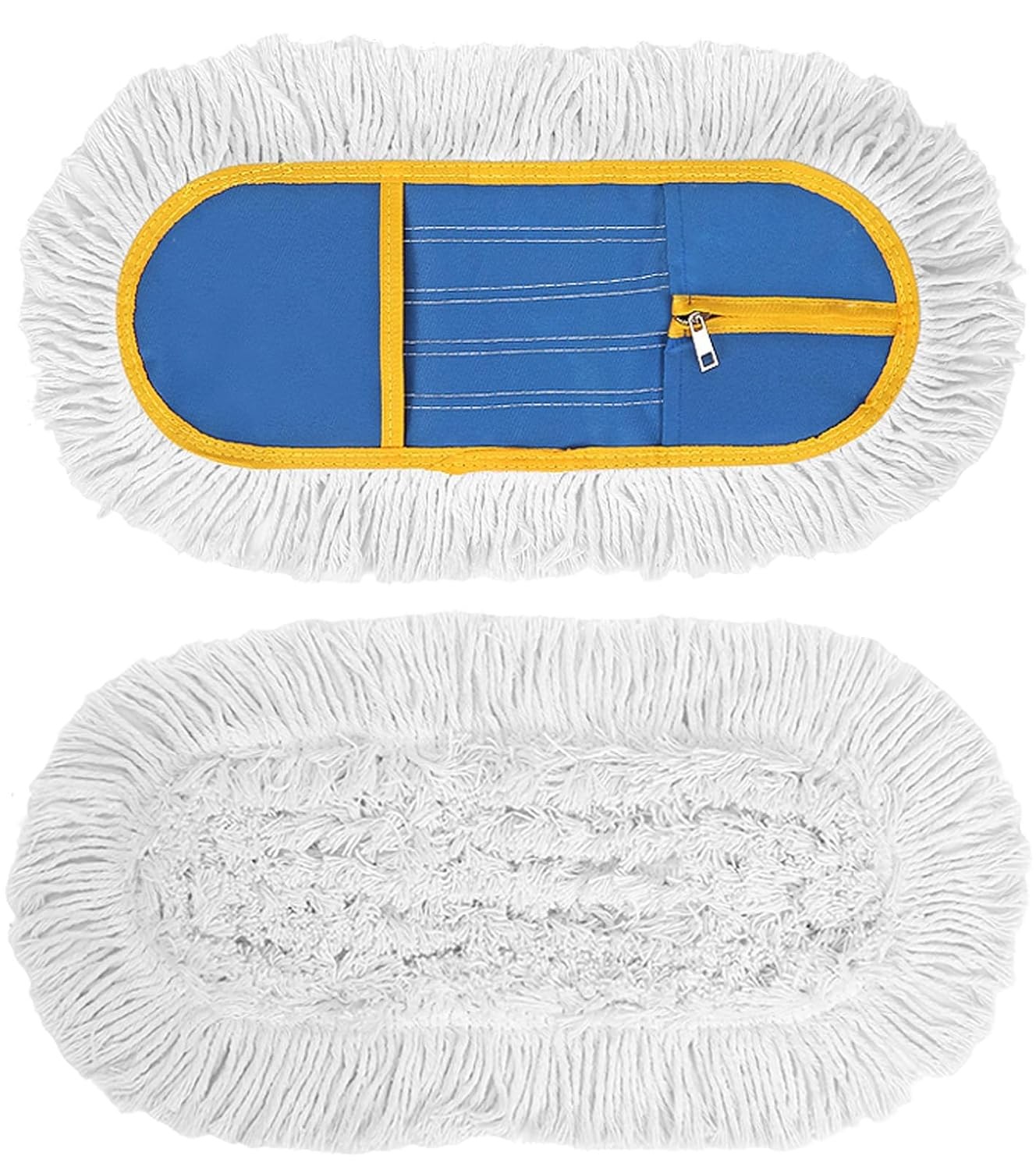 16 Inch Commercial Washable Blue Resuable Dust Mop Replacement Heads 2 Pads