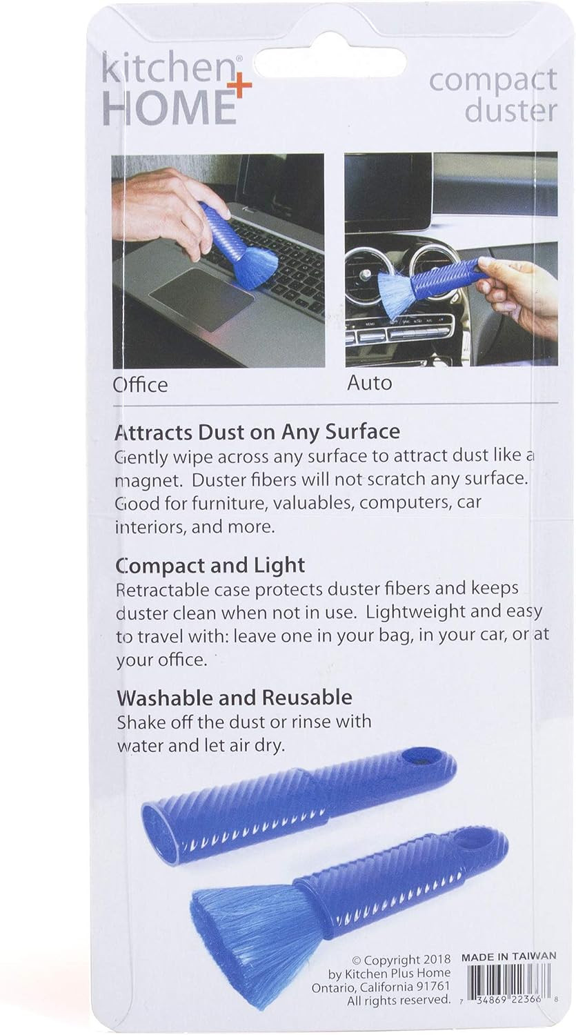 Kitchen + Home Compact Static Duster – 6.5″ Inch Travel Duster with Carry Case –