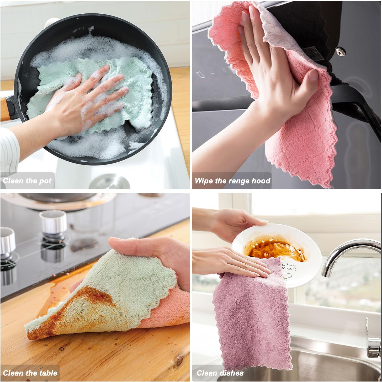 20 Pack Cleaning Cloth Kitchen Cloth, Dish Towels Super Absorbent Coral Velve…