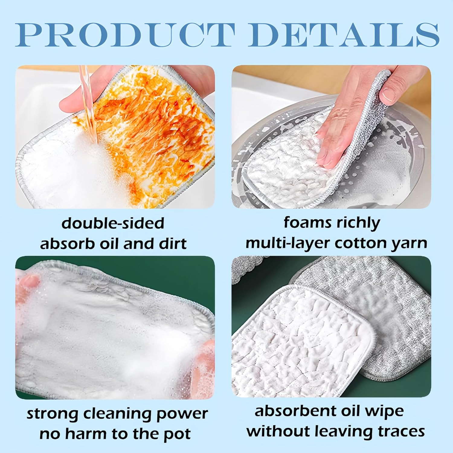 Multipurpose Wire Dishwashing Rags for Wet and Dry, Upgraded Reusable Steel Wool