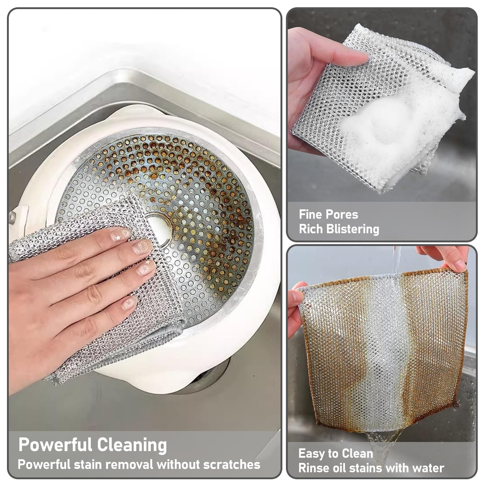 10 Pack Multifunctional Non-Scratch Wire Dish Cloth Mesh Knit Cleaning Cloth