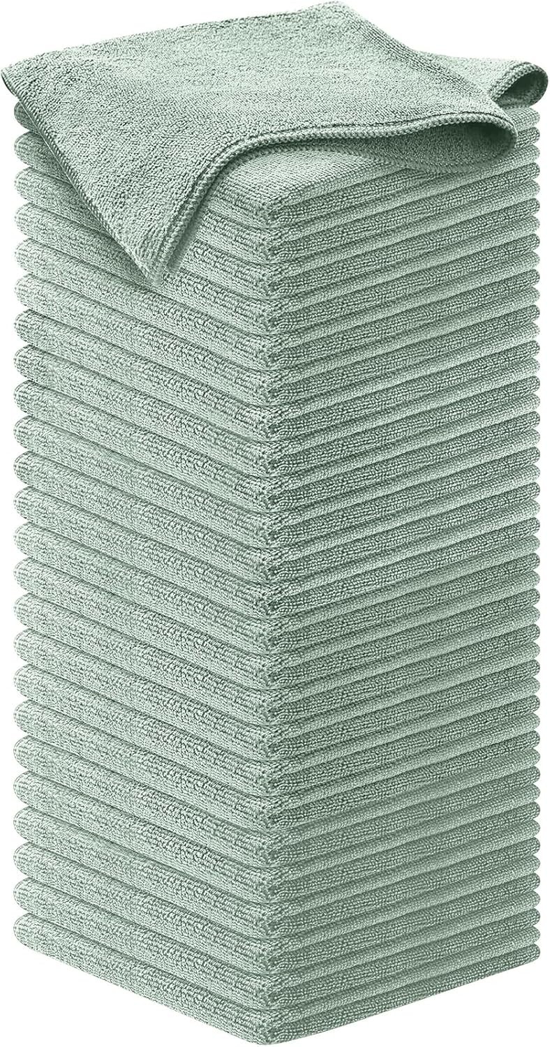 USANOOKS 50 Pack Microfiber Cleaning Cloths 12.5×12.5in Ultra Absorbent Car Towe