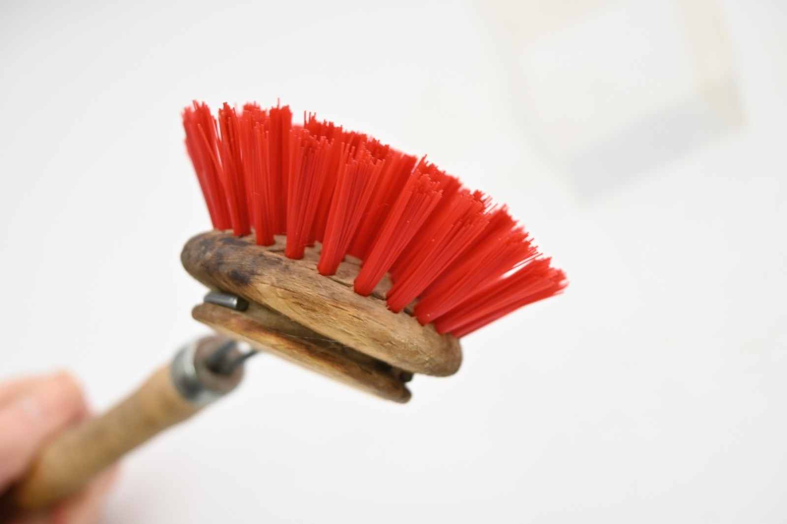 Vntg Wood Handle Vegetable Bristle Scrub Brush Cleaning Utensil Tool W Germany