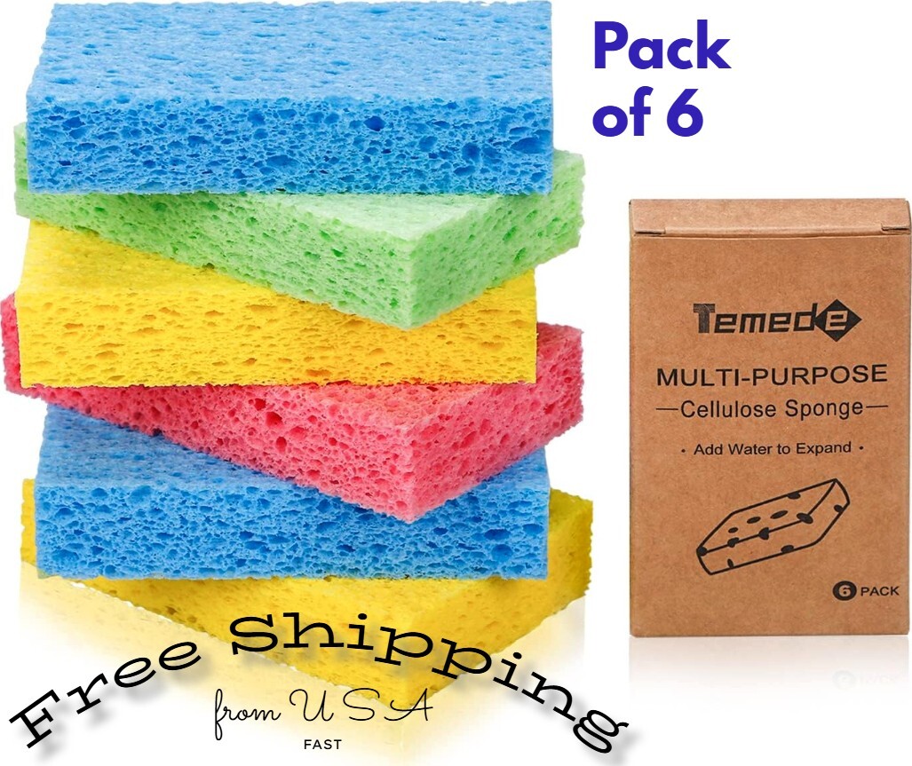 Cellulose Sponges Heavy Duty Scrub Kitchen Dish Non-Scratch Scrubber Clean Wash
