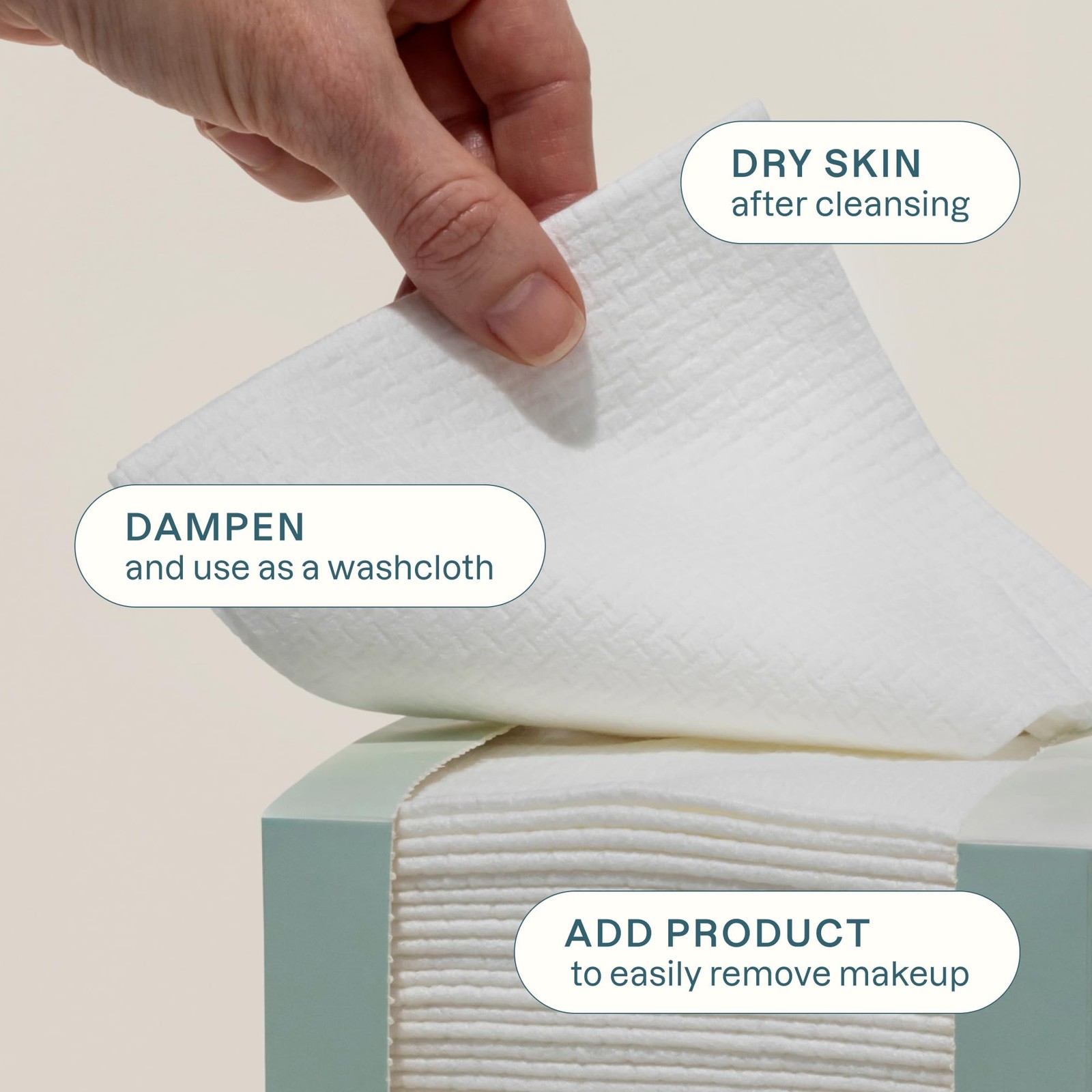 Cliganic Clean Face Towels XL, Disposable, 50 Count (Pack of 1), White