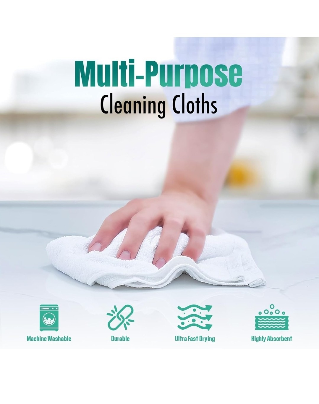Towels Pack of 48 (14″ X 17″ Inches) 100% Cotton Terry Barmop Towels – Absorbent