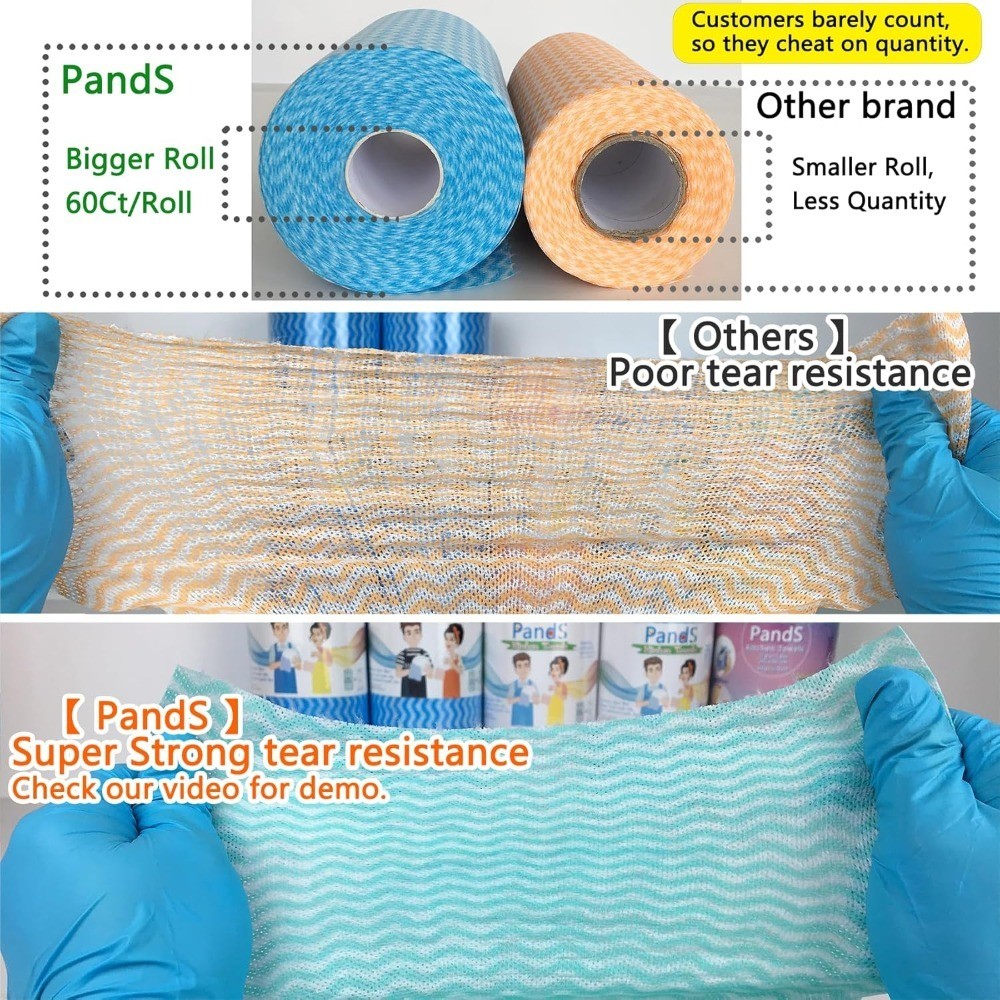 Reusable Washable Paper Towels Roll 60 Sheets Disposable Kitchen Cleaning Cloths