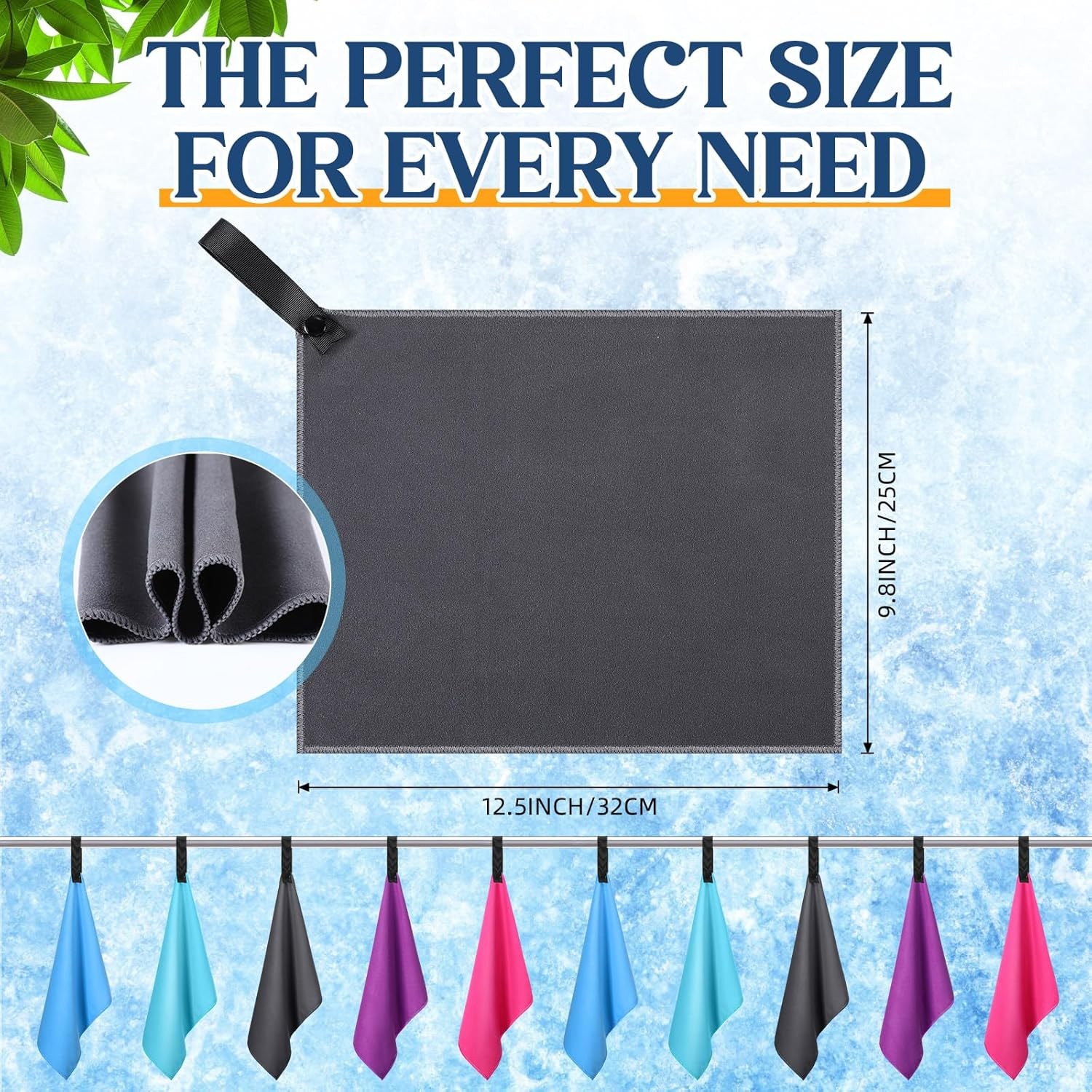 10 Count Quick Dry Microfiber Camping Towels 25×32 cm Travel Hand and Face Towel