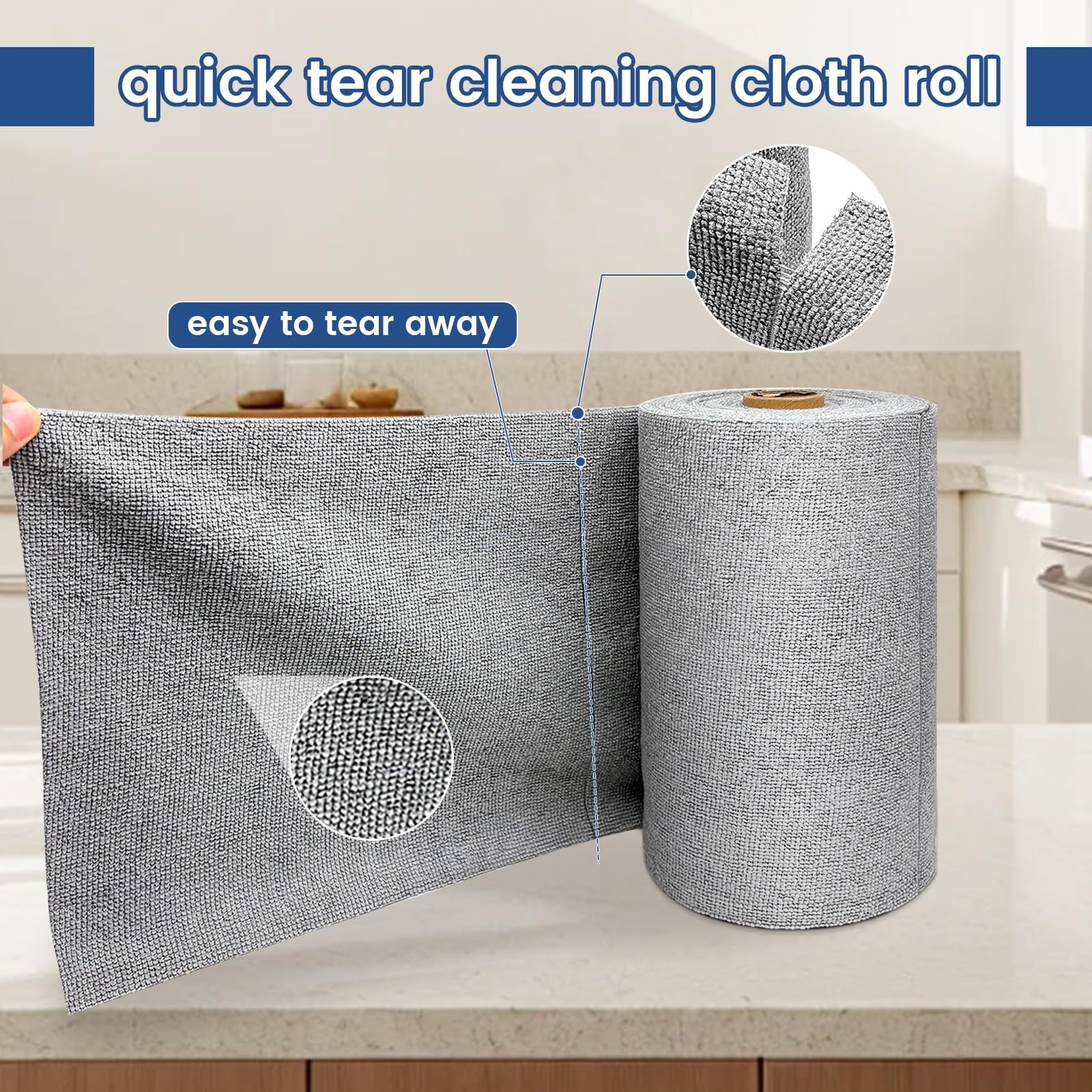 75 Pack Microfiber Cleaning Cloth Roll,Reusable Washable Ultra Tear Away Micr…