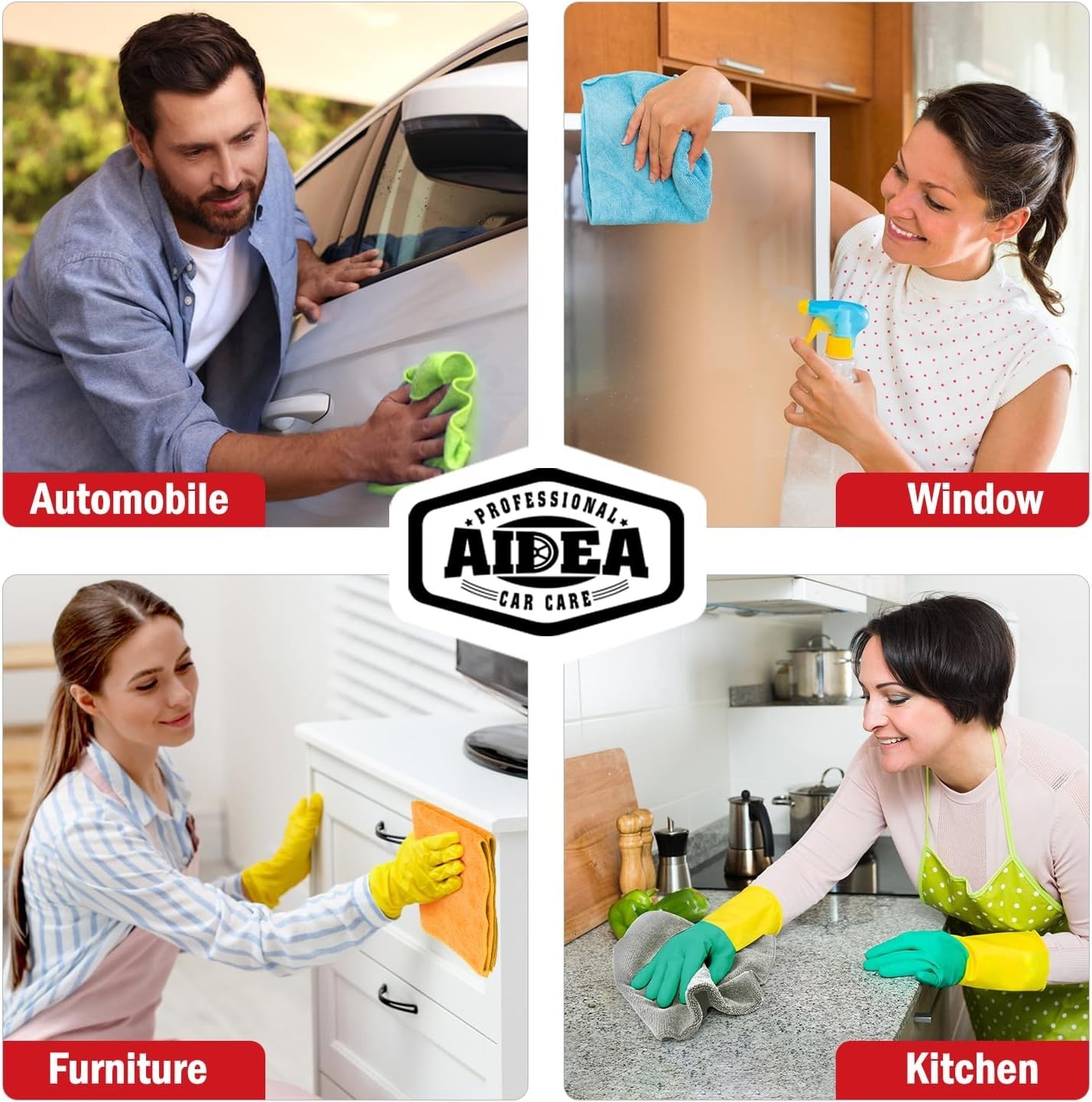 12 Pack Microfiber Cleaning Towels – Lint-Free, Absorbent, Multi-Use for Car…