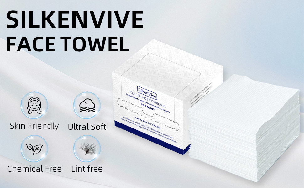 Clean Towels XL Disposable Face Towels (50 Count, 25x30cm) – Makeup Remover Dry